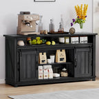 Moasis 63 W Farmhouse Sideboard Buffet Cabinet with 2 Sliding Barn Doors & 2 Visual Grid Doors