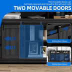 Moasis 63 W Farmhouse Sideboard Buffet Cabinet with 2 Sliding Barn Doors & 2 Visual Grid Doors