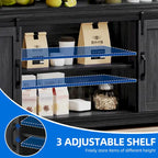 Moasis 63 W Farmhouse Sideboard Buffet Cabinet with 2 Sliding Barn Doors & 2 Visual Grid Doors