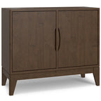WYNDENHALL Pearson SOLID HARDWOOD 38  Wide Rectangle Modern 2 Door Sideboard Buffet/Storage Cabinet in Walnut Brown