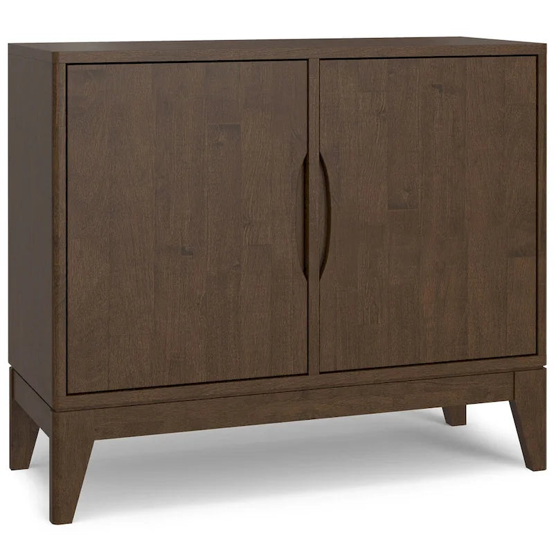 WYNDENHALL Pearson SOLID HARDWOOD 38  Wide Rectangle Modern 2 Door Sideboard Buffet/Storage Cabinet in Walnut Brown