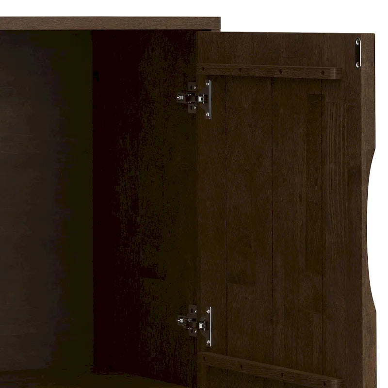 WYNDENHALL Pearson SOLID HARDWOOD 38  Wide Rectangle Modern 2 Door Sideboard Buffet/Storage Cabinet in Walnut Brown