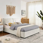 Queen Size Upholstered Hydraulic Platform Bed with Integrated Headboard