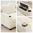 Chenille Storage Sofa, Multi-functional Loveseat