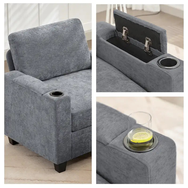 Chenille Storage Sofa, Multi-functional Loveseat