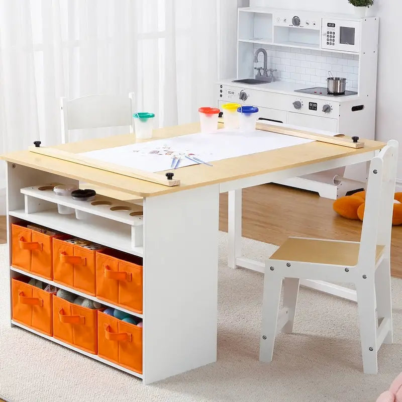 Kids Art Table and Drawing Desk with Large Storage
