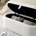 Modern End of Bed Bench with Storage Upholstered Sherpa Fabric Large Storage Bench Ottoman Shoe Stool Long Bench for Bedroom