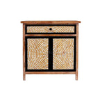 Natural Wood 30.71 in. H Storage Cabinet with Drawers and Doors - 29.53 x 14.17
