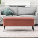 Adeco Upholstered Velvet Storage Bench 44 Inches Bed End Bench