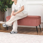 Adeco Upholstered Velvet Storage Bench 44 Inches Bed End Bench