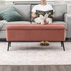 Adeco Upholstered Velvet Storage Bench 44 Inches Bed End Bench