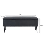 Adeco Upholstered Velvet Storage Bench 44 Inches Bed End Bench