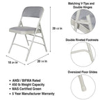 Hampden Furnishings Bernadine Collection Fabric Triple Brace Folding Chair, Pack of 4