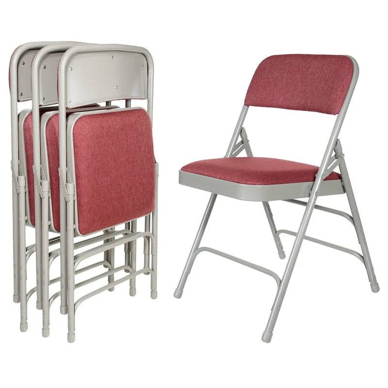 Hampden Furnishings Bernadine Collection Fabric Triple Brace Folding Chair, Pack of 4