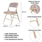 Hampden Furnishings Bernadine Collection Fabric Triple Brace Folding Chair, Pack of 4