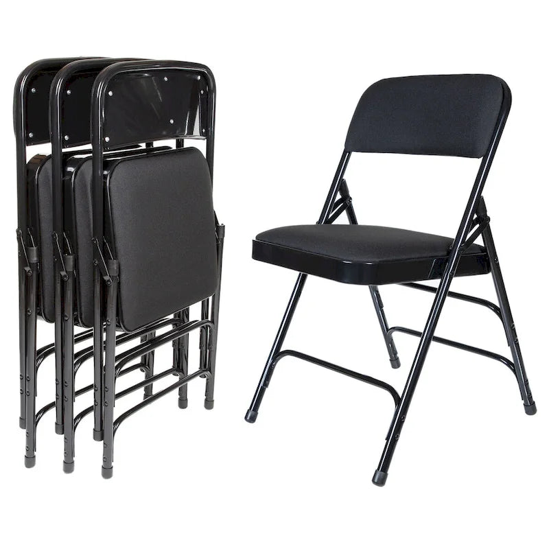 Hampden Furnishings Bernadine Collection Fabric Triple Brace Folding Chair, Pack of 4