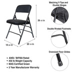 Hampden Furnishings Bernadine Collection Fabric Triple Brace Folding Chair, Pack of 4