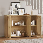 Rattan Doors and Metal Handles Sideboard with Large Storage Space