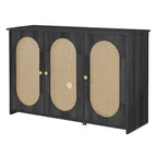 Rattan Doors and Metal Handles Sideboard with Large Storage Space
