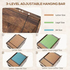 2 Drawer Mobile File Cabinet with Lock & Hanging Bar, Rustic Brown