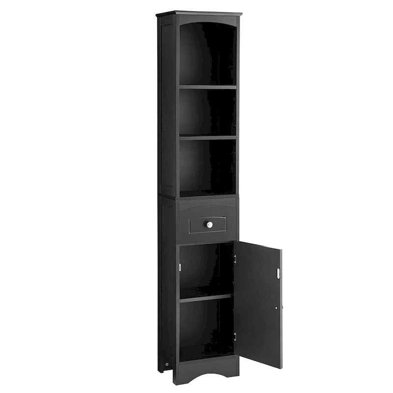 Tall Bathroom Cabinet, Freestanding Storage Cabinet with Drawer, MDF Board, Adjustable Shelf