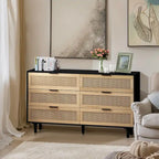 6 Rattan Drawers Storage Cabinet