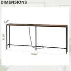 70.9 inch Console Table with 2 Power Outlets and USB Ports, Narrow Entryway Table Sofa Table for Living Room