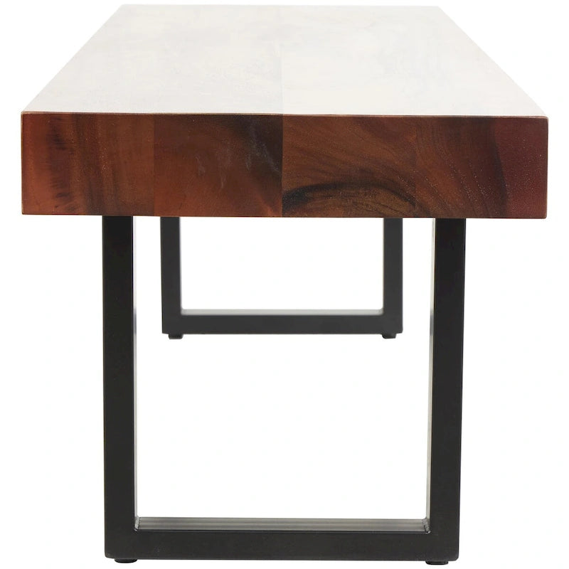 Wood Home Bench with Black Metal Legs - Brown - Roche River Decor