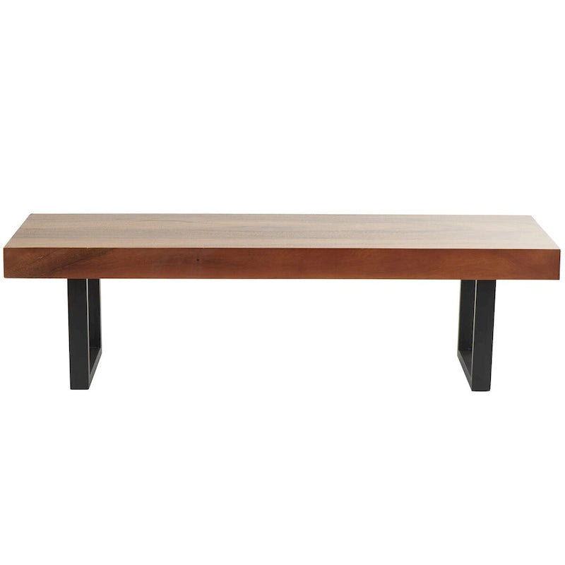 Wood Home Bench with Black Metal Legs - Brown - Roche River Decor