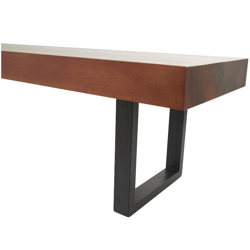 Wood Home Bench with Black Metal Legs - Brown - Roche River Decor
