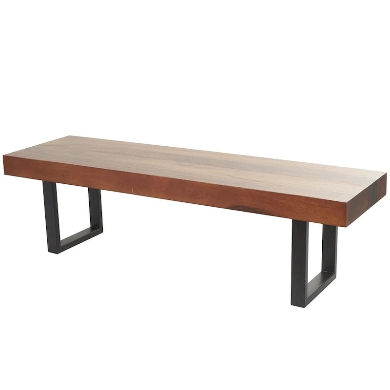 Wood Home Bench with Black Metal Legs - Brown - Roche River Decor