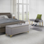 Large Storage Benches Set, Nailhead Trim 2 in 1 Combination Benches, Tufted Velvet Benches with Gold Leg, Support 250lbs