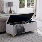 Large Storage Benches Set, Nailhead Trim 2 in 1 Combination Benches, Tufted Velvet Benches with Gold Leg, Support 250lbs