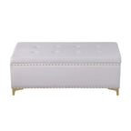Large Storage Benches Set, Nailhead Trim 2 in 1 Combination Benches, Tufted Velvet Benches with Gold Leg, Support 250lbs