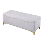Large Storage Benches Set, Nailhead Trim 2 in 1 Combination Benches, Tufted Velvet Benches with Gold Leg, Support 250lbs