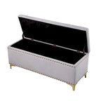 Large Storage Benches Set, Nailhead Trim 2 in 1 Combination Benches, Tufted Velvet Benches with Gold Leg, Support 250lbs