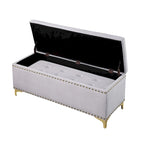 Large Storage Benches Set, Nailhead Trim 2 in 1 Combination Benches, Tufted Velvet Benches with Gold Leg, Support 250lbs