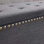 Large Storage Benches Set, Nailhead Trim 2 in 1 Combination Benches, Tufted Velvet Benches with Gold Leg, Support 250lbs