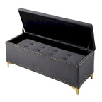Large Storage Benches Set, Nailhead Trim 2 in 1 Combination Benches, Tufted Velvet Benches with Gold Leg, Support 250lbs