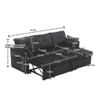 The L-shaped storage seat assembly sofa folds into a recliner