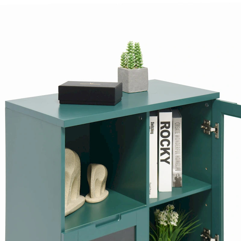 Wooden Floor Cabinet with 2 Glass Doors