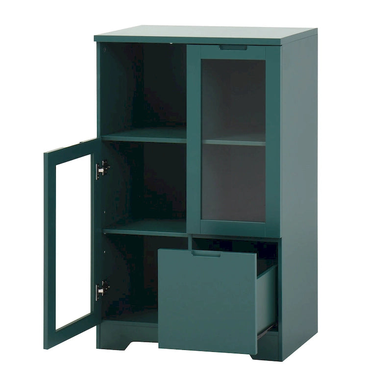 Wooden Floor Cabinet with 2 Glass Doors
