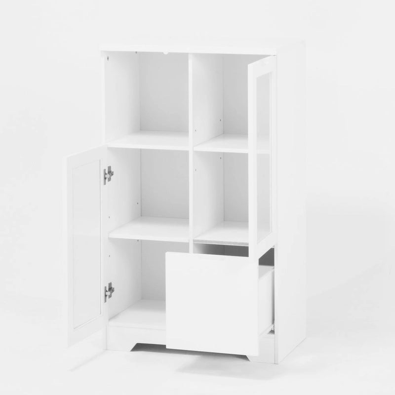 Wooden Floor Cabinet with 2 Glass Doors