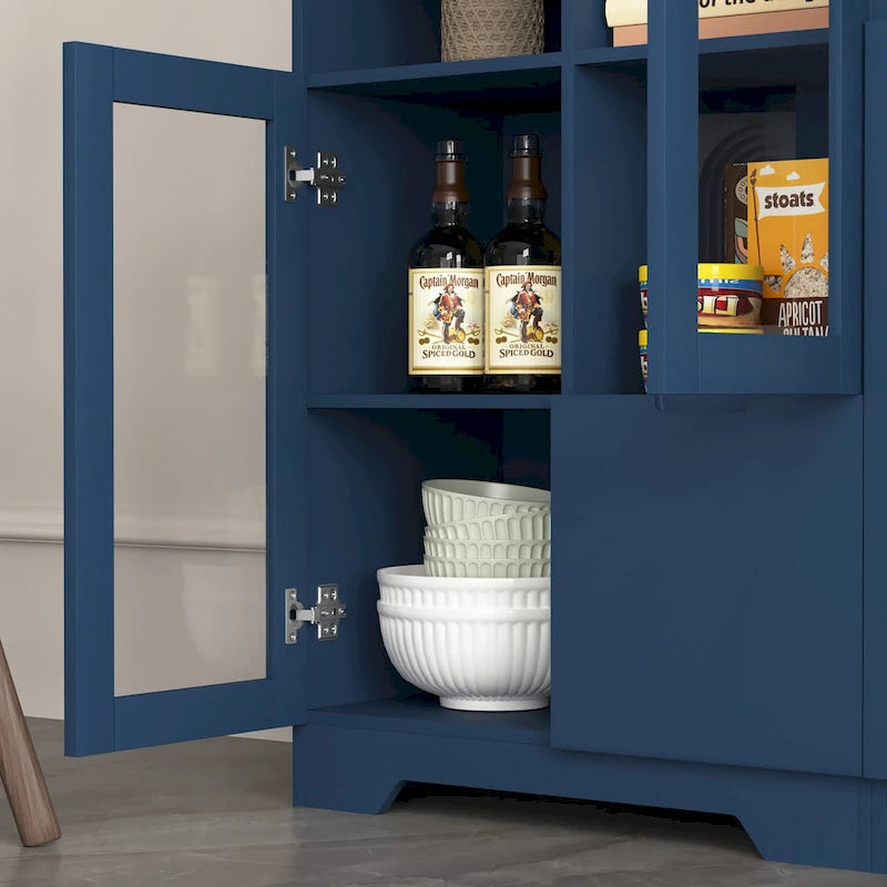 Wooden Floor Cabinet with 2 Glass Doors