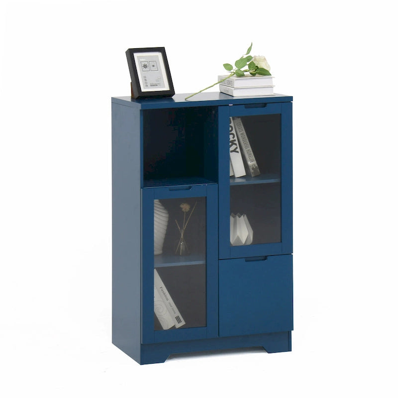Wooden Floor Cabinet with 2 Glass Doors