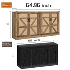65-Inch Rustic Faux Rattan Sideboard,Barn Door Rustic Style Sideboard