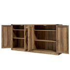 65-Inch Rustic Faux Rattan Sideboard,Barn Door Rustic Style Sideboard