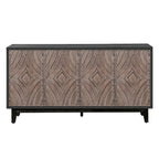 Sideboard Buffet Cabinet with Solid Wood Legs 60 Cabinet with 4 Convex pattern diamond Doors and 2 Shelves