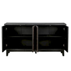Sideboard Buffet Cabinet with Solid Wood Legs 60 Cabinet with 4 Convex pattern diamond Doors and 2 Shelves