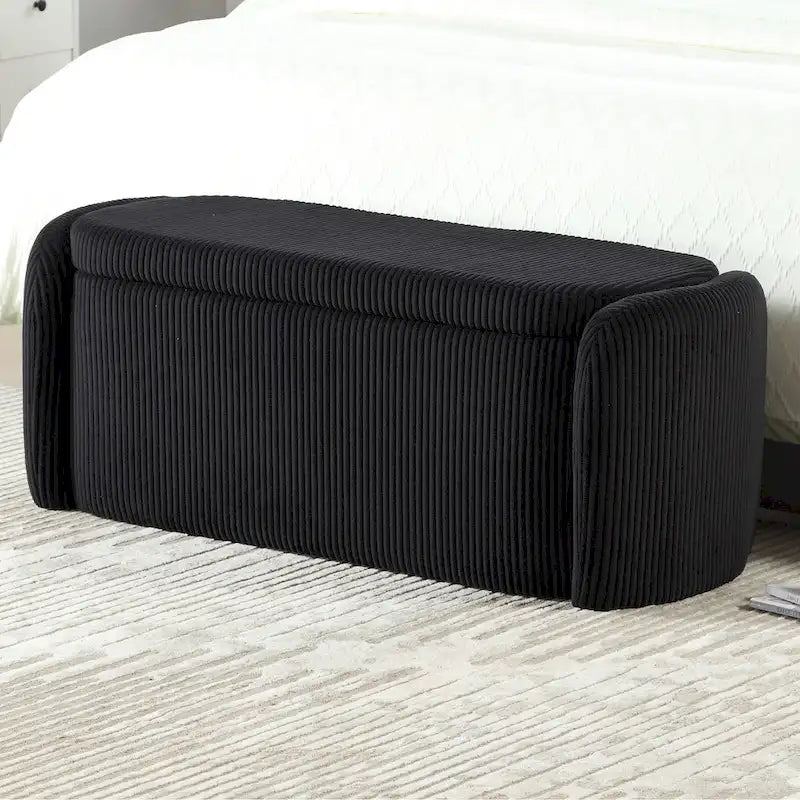 Entryway Upholstered Fabric Storage Ottoman